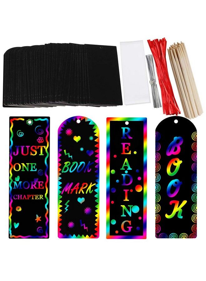 Supla 36 مجموعة 2 أسلوب سحرية خدش علامات الكتاب قوس قزح مجموعة صنع للأطفال والطلاب هدايا حفلات ورق خدش علامات الكتاب بالجملة مع أدوات الخدش وأشرطة ساتان للأنشطة الصفية - Image 2