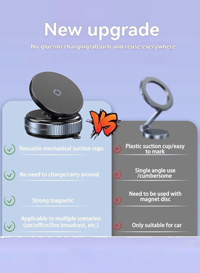 360° Rotation Magnetic Car Phone Mount with Vacuum Suction – Universal Holder, Charging Support, Easy Installation - Image 3
