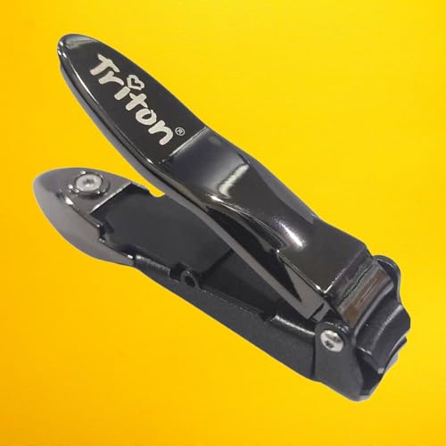 TRITON Professional Stainless Steel Toenail/Fingernail Clipper, Nail Nipper Set for Thick Nails for Men, Women and Kids, Black - Image 1