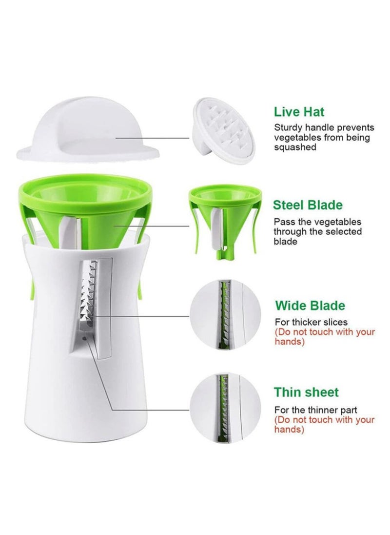 Spiral Funnel Vegetable Grater Abs Stainless Steel Handheld Spiralizer Fruit Zucchini Maker Grater Slicer Cutters Carrot Cucumber Chopper Kitchen Gadget Vegetable Spiral Blade Cutter