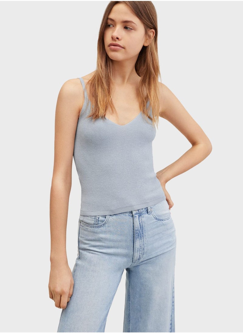 MANGO - Kids Ribbed Knitted Top - Image 1