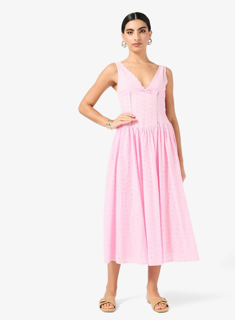 ELLA Shiffli Dress With Corset Waist - Image 1
