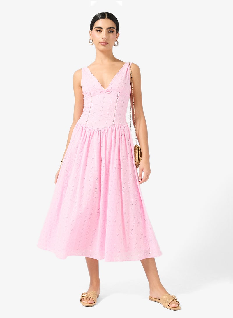 ELLA Shiffli Dress With Corset Waist - Image 4