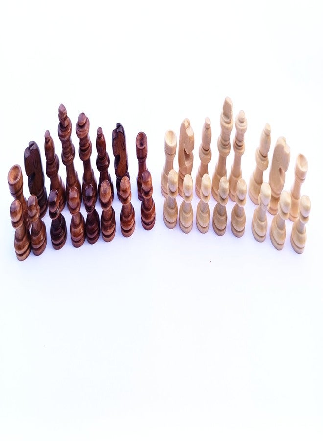 HYORTS® Wooden Chess Pieces Set, Brown and Natural, 32 Traditional Chessmen, 2.5" King Size (Pack of 1) - Image 1