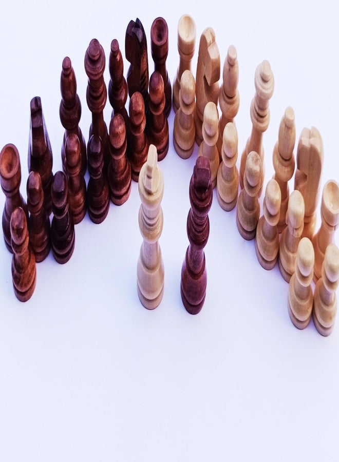 HYORTS® Wooden Chess Pieces Set, Brown and Natural, 32 Traditional Chessmen, 2.5" King Size (Pack of 1) - Image 2