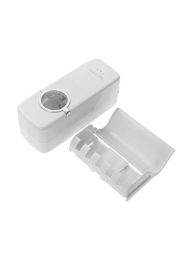 Toothpaste Dispenser With Toothbrush Holder White  - Image 1