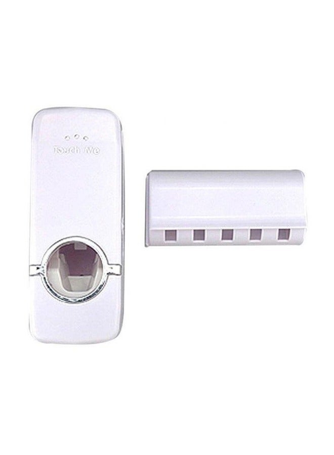 Toothpaste Dispenser With Toothbrush Holder White  - Image 2