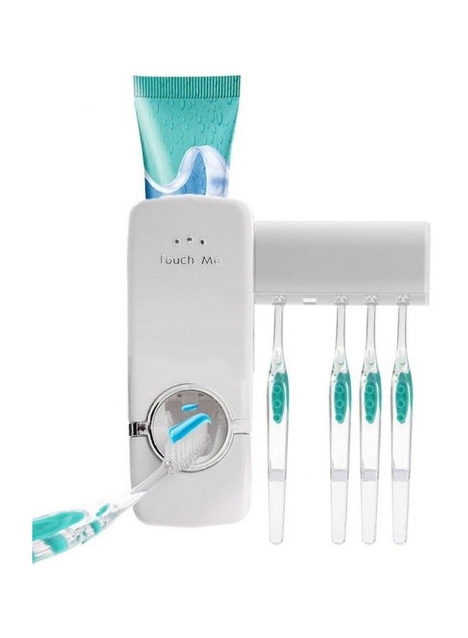 Toothpaste Dispenser With Toothbrush Holder White  - Image 4