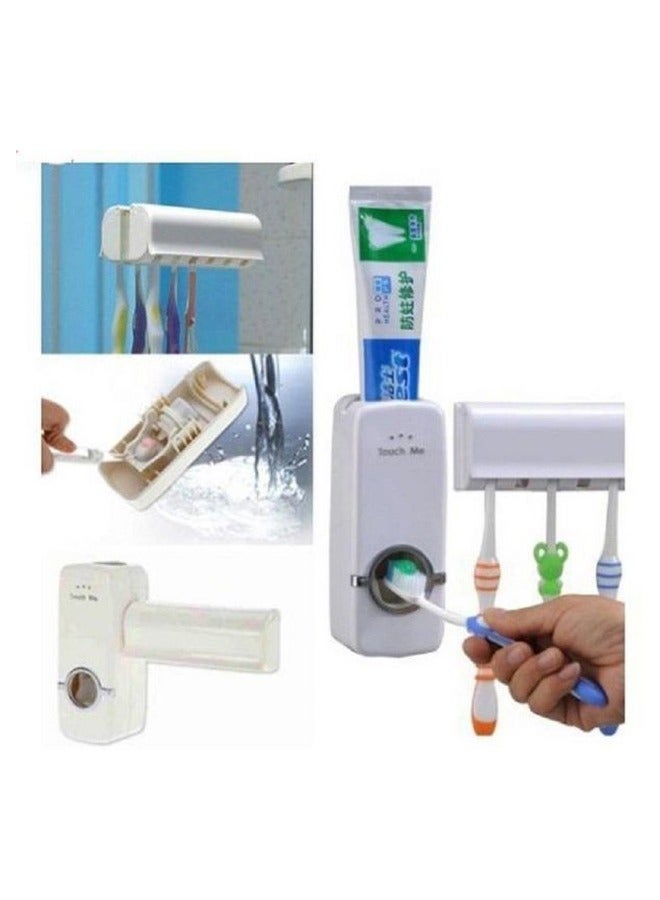 Toothpaste Dispenser With Toothbrush Holder White  - Image 5