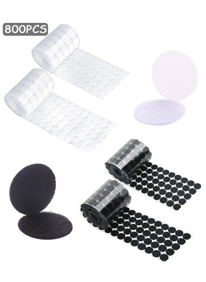 Generic 400 Pairs Self Adhesive Dots, 15mm/0.59" Diameter Tapes Sticky Back Coins Dots with Hook and Loop, Velcro Round Pads, Waterproof Dots with Adhesive for Home Office School, Black and White - Image 1