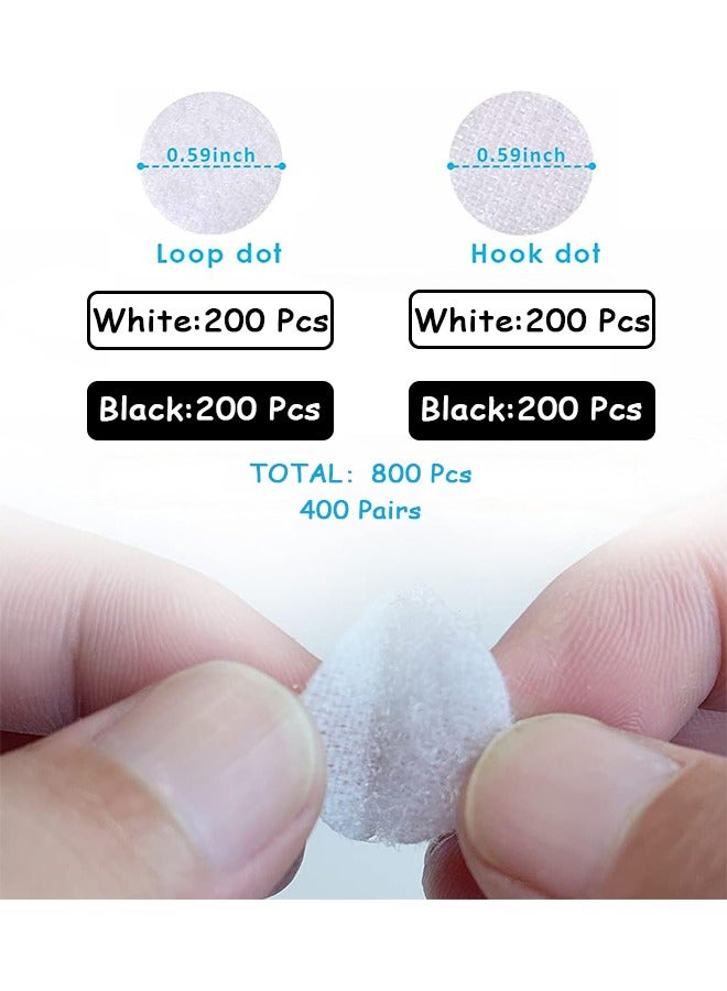 Generic 400 Pairs Self Adhesive Dots, 15mm/0.59" Diameter Tapes Sticky Back Coins Dots with Hook and Loop, Velcro Round Pads, Waterproof Dots with Adhesive for Home Office School, Black and White - Image 2
