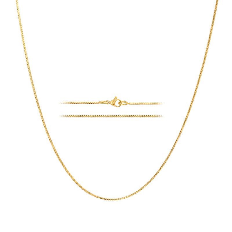 KISPER 24k Gold Box Chain Necklace â€“ Thin, Dainty, Gold Plated Stainless Steel Jewelry for Women with Lobster Clasp, 36" - Image 1