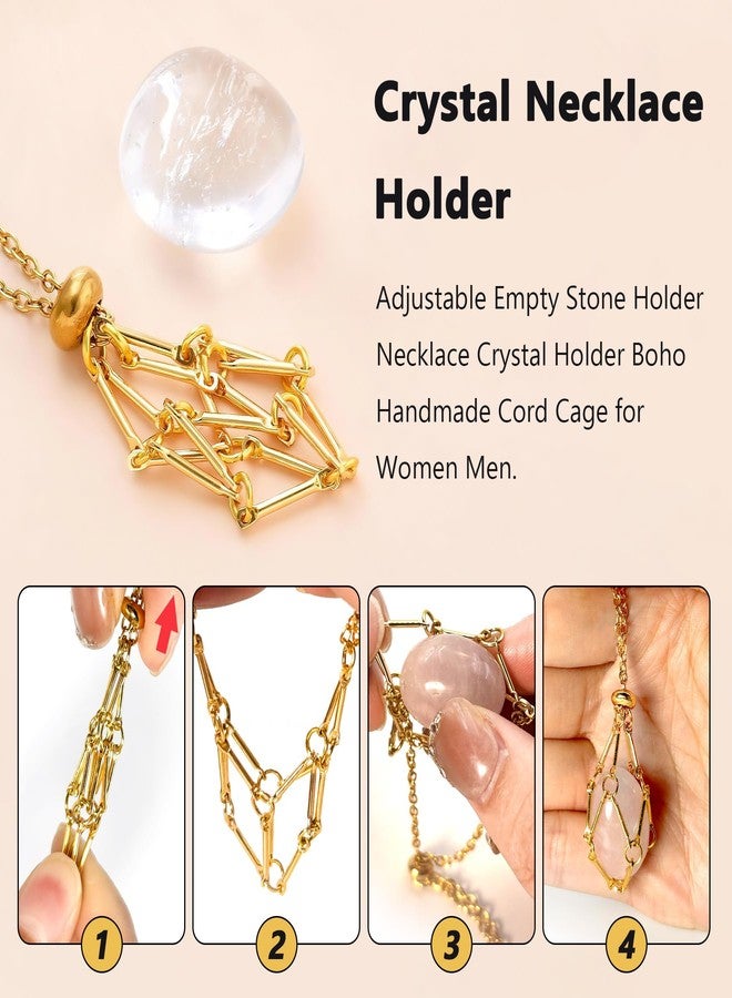 Philbinden حامل قلادة كريستال من فيلبيندن، 6 قطع، قابل للتعديل، حامل أحجار فارغة، حامل قلادة كريستال، تصميم بوهيمي، مصنوع يدويًا، قفص من الحبل للنساء والرجال - Image 3
