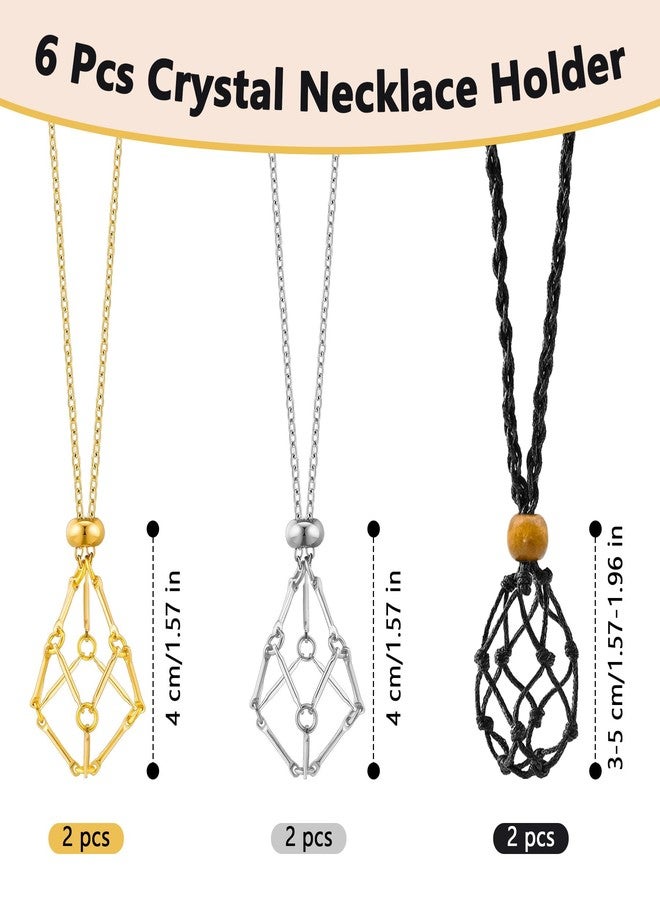 Philbinden حامل قلادة كريستال من فيلبيندن، 6 قطع، قابل للتعديل، حامل أحجار فارغة، حامل قلادة كريستال، تصميم بوهيمي، مصنوع يدويًا، قفص من الحبل للنساء والرجال - Image 2