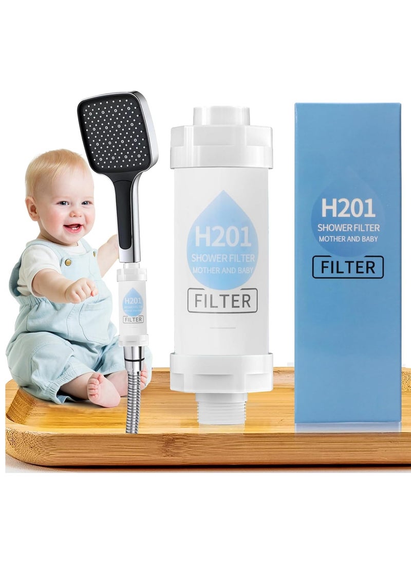 H201 Shower Head Filter - Vitamin C Shower Infuser , Hard Water Softener, Chlorine & Fluoride Shower Filter, Water Purifying Filtered Shower Head with Beads, Helps Dry Skin & Hair Loss  - Image 1