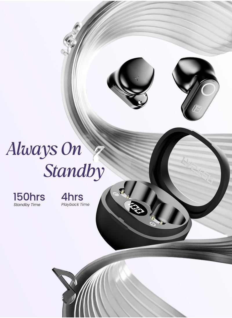 Faster Mystic Wireless Earbuds, Bluetooth 5.3 Earphones, 4Hrs Playback Ear Buds Premium Deep Bass Ear phones Stylish Charging Case- Digital Display, Touch Control Headphones for iOS Android Workout- Stylish Charging Case Premium Deep Bass Wireless Earphone (Black)  - Image 2