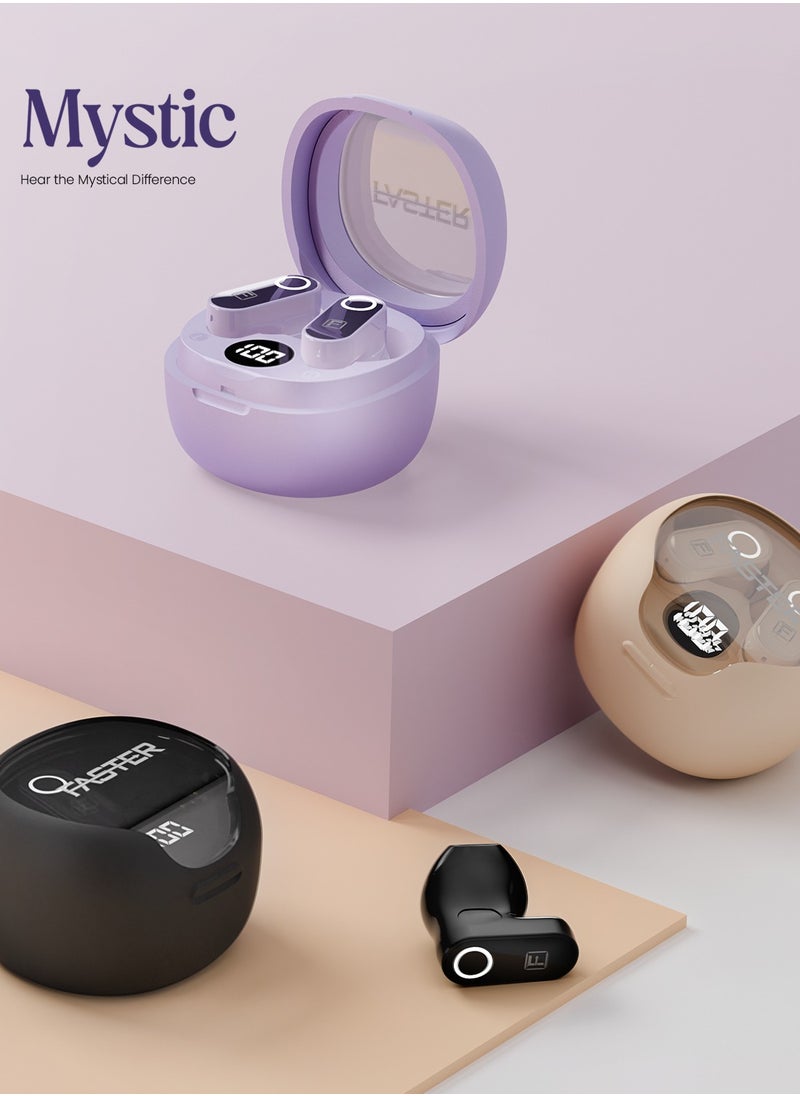 Faster Mystic Wireless Earbuds, Bluetooth 5.3 Earphones, 4Hrs Playback Ear Buds Premium Deep Bass Ear phones Stylish Charging Case- Digital Display, Touch Control Headphones for iOS Android Workout- Stylish Charging Case Premium Deep Bass Wireless Earphone (Black)  - Image 3