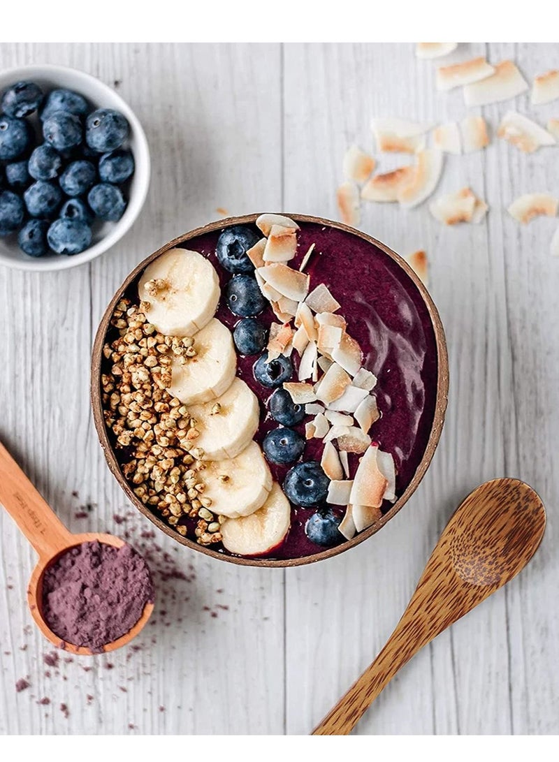 Coconut Bowl and Spoon 100% Natural Hand Made, Polished with Oil, Durable, Lightweight Easy Clean Long Lasting, vegan Friendly for Breakfast, Serving, Decoration Set of 4 - Image 3