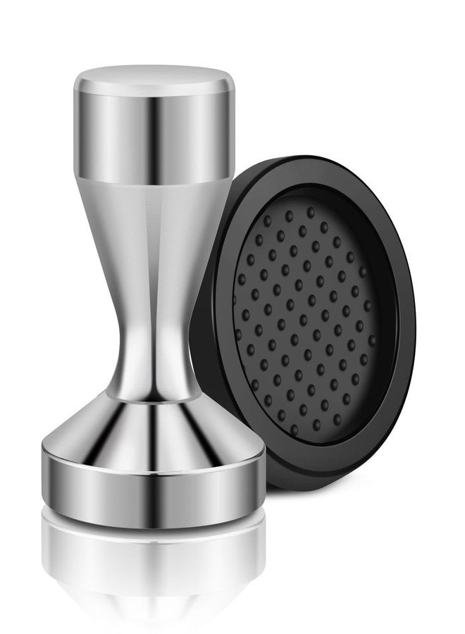 Flexzion Espresso Tamper 51mm Diameter Stainless Steel Coffee Tamper Flat Base Grip Handle Professional Barista Espresso Hand Press Kitchen Accessories, Silver - Image 1