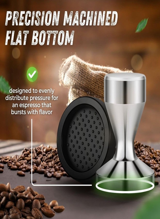 Flexzion Espresso Tamper 51mm Diameter Stainless Steel Coffee Tamper Flat Base Grip Handle Professional Barista Espresso Hand Press Kitchen Accessories, Silver - Image 4