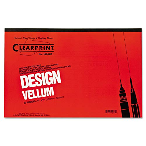 Chartpak Clearprint Design Vellum Paper, 16 lb Bristol Weight, 11 x 17, Translucent White, 50/Pad - Image 1