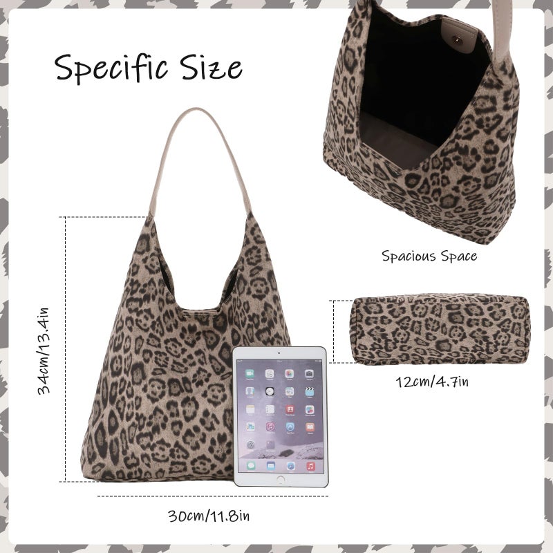 Oweisong Suede Leopard Purse for Women Leather Cheetah Print Tote Bag - Image 4