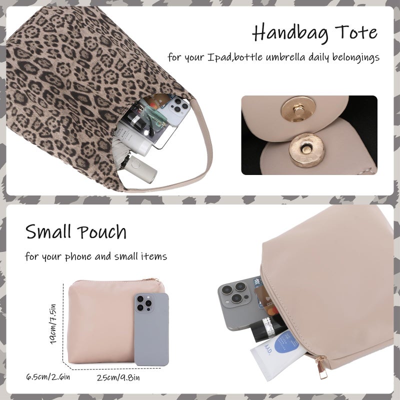 Oweisong Suede Leopard Purse for Women Leather Cheetah Print Tote Bag - Image 5