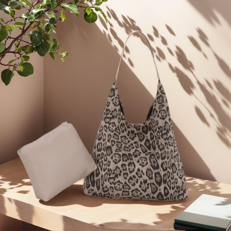 Oweisong Suede Leopard Purse for Women Leather Cheetah Print Tote Bag - Image 3