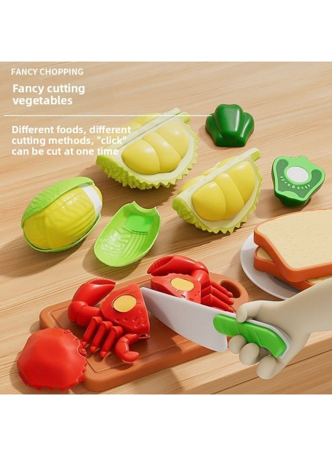 null - Toys For Infants And Young Children, Vegetables And Fruits, Peeling, Children's Play, Children's Educational Toys, Boys And Girls Wholesale-Color:[32-piece Set] Seafood + Fruits And Vegetables + Durian + Storage For Apples - Mail Order Box Packaging - Image 1