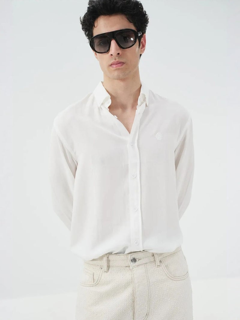 GIESTO Solid Button-Up Tencel Shirt - Image 4