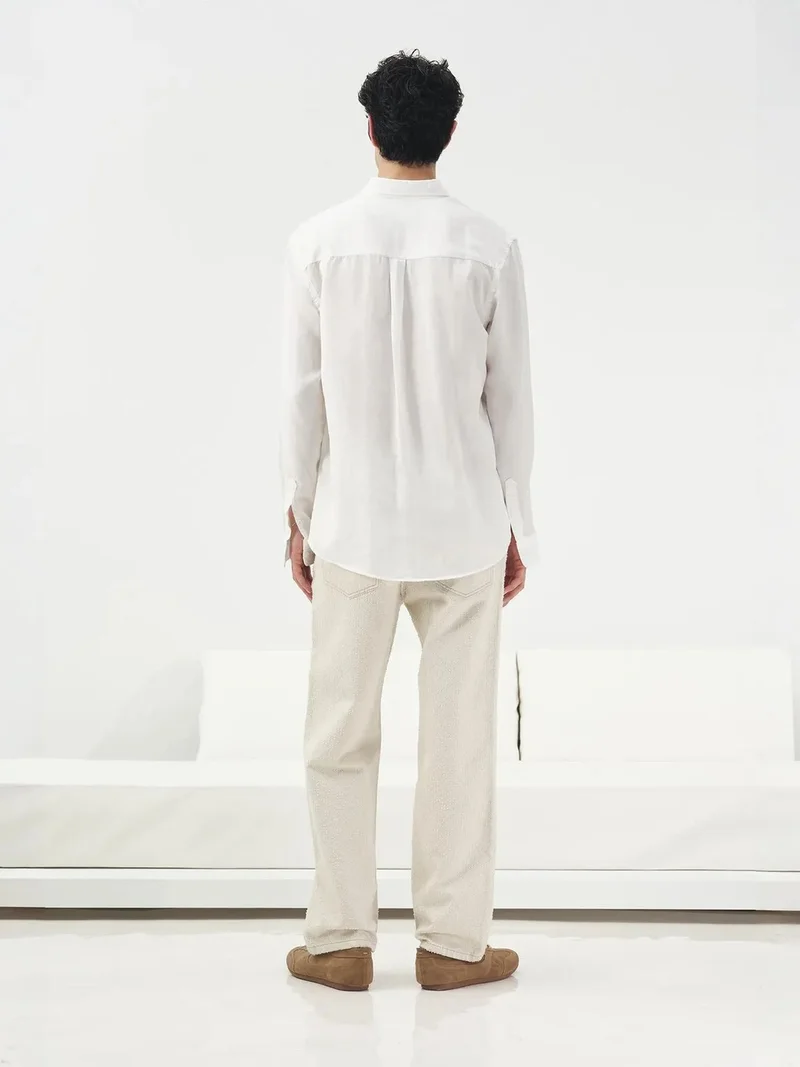 Giesto White GIESTO Solid Button-Up Tencel Shirt for Men | Best Price UAE