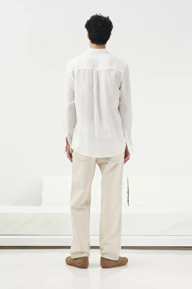 Giesto White GIESTO Solid Button-Up Tencel Shirt for Men | Best Price UAE