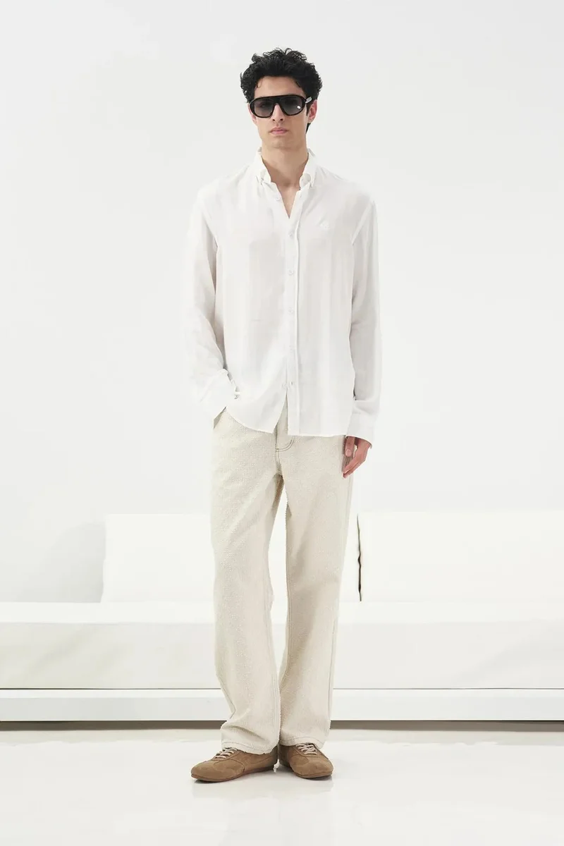 GIESTO Solid Button-Up Tencel Shirt