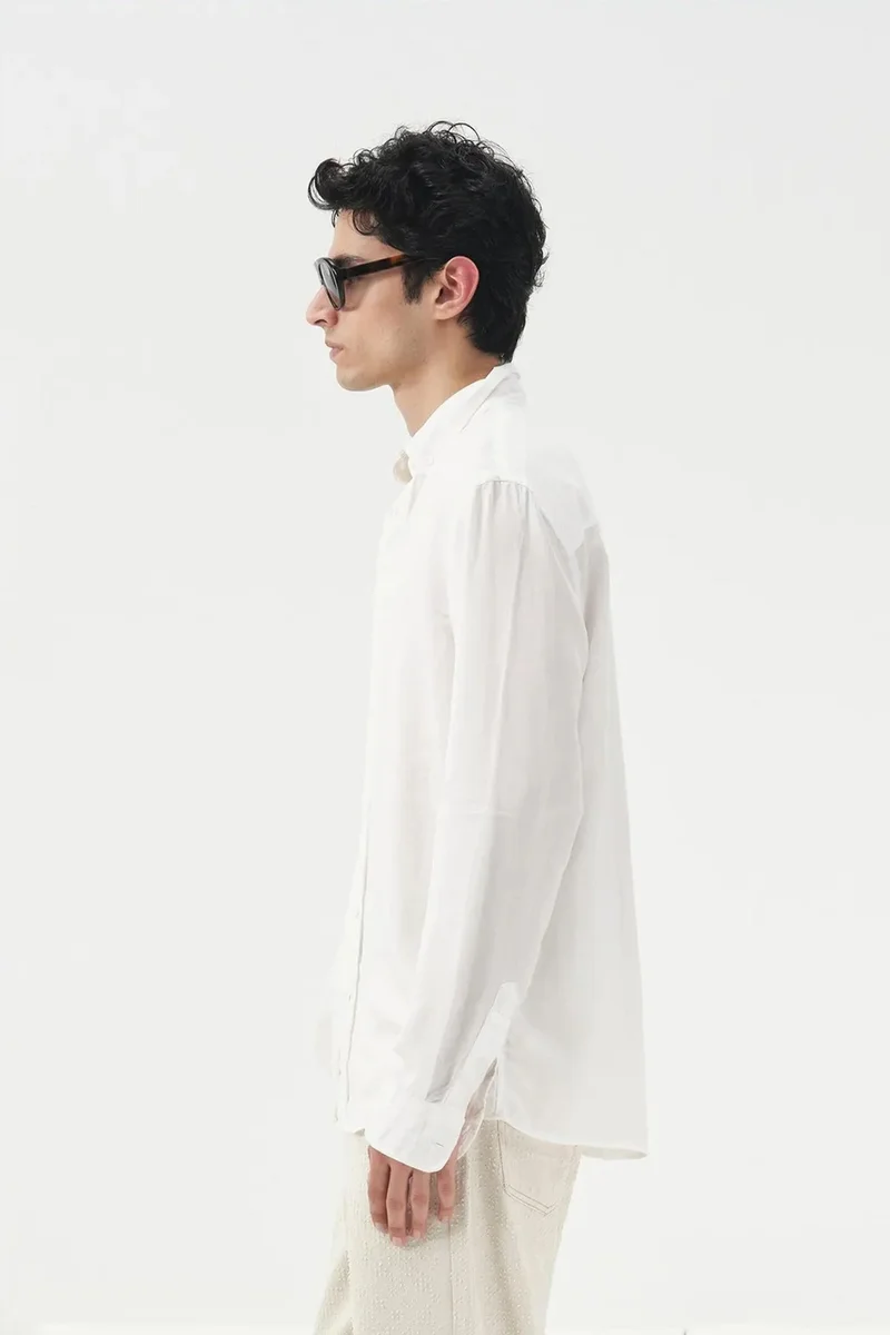 Giesto White GIESTO Solid Button-Up Tencel Shirt for Men | Best Price UAE