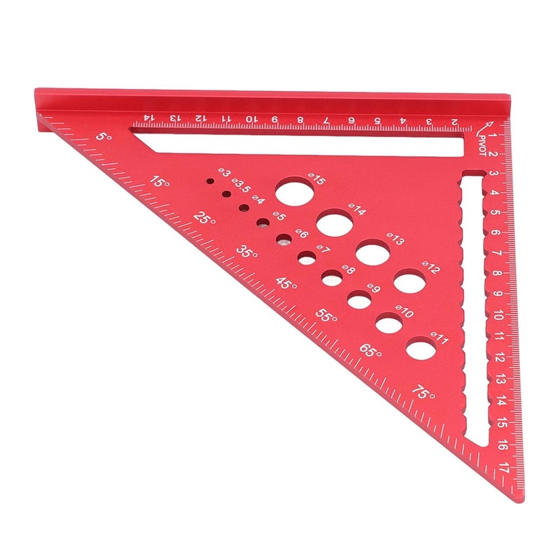 7 Inch Ruler, Aluminum Alloy Rafter Square Protractor - 90 Degree Angle, Etched Scales, Woodworking Layout Tool for Carpentry & Framing (Red) - Image 4