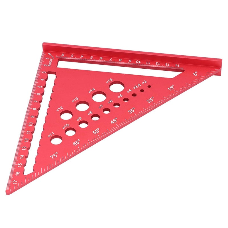 7 Inch Ruler, Aluminum Alloy Rafter Square Protractor - 90 Degree Angle, Etched Scales, Woodworking Layout Tool for Carpentry & Framing (Red) - Image 3