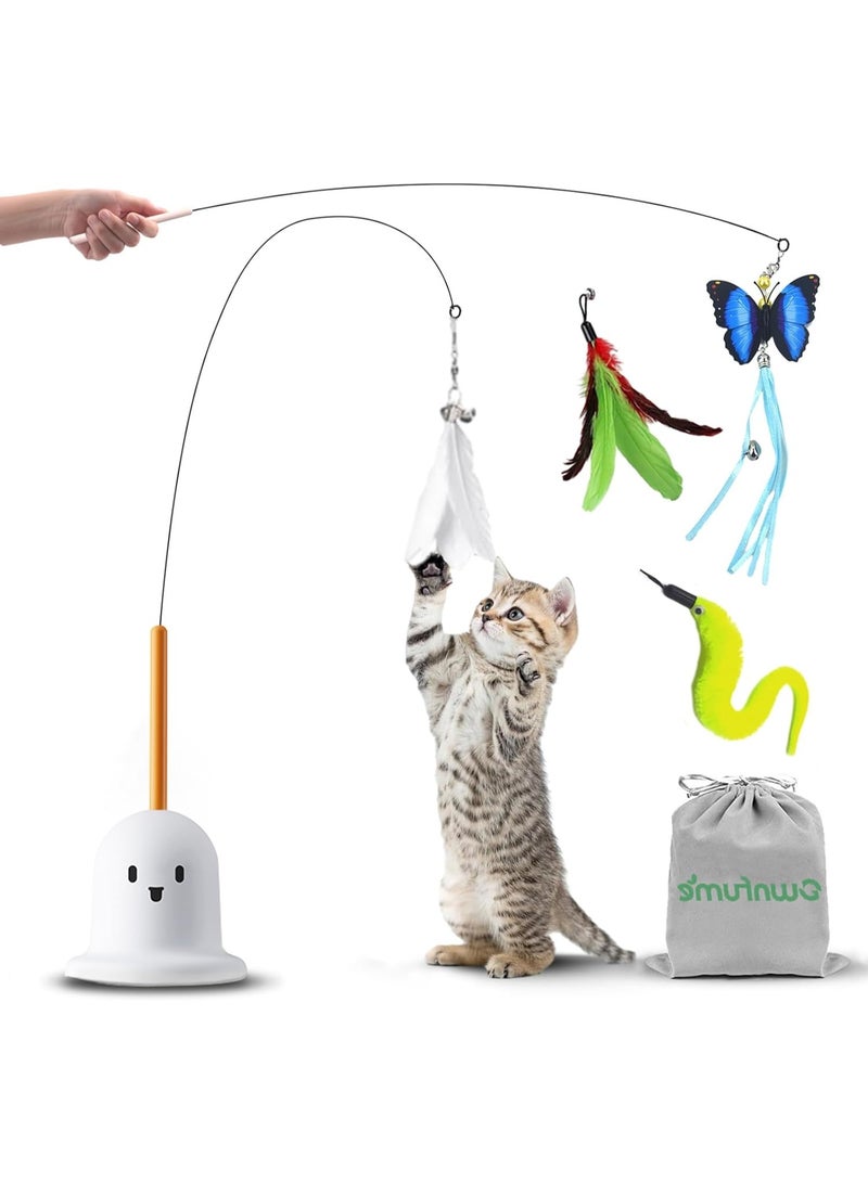 M.A&F's 4-in-1 Interactive Cat Toy Set –  4PCS Durable Feather & Fishing Pole Toys with Suction Cup Wand and Door Hanging String Toys for Indoor Cats & Kittens - Image 1