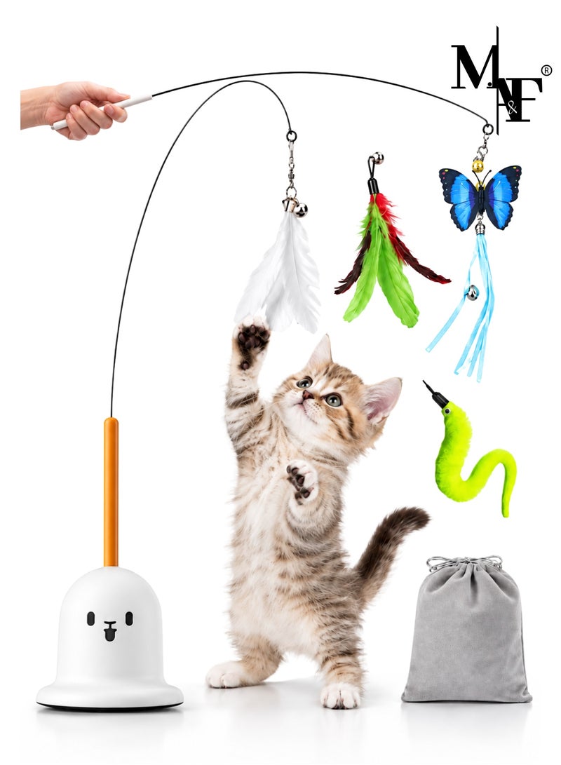 M.A&F's 4-in-1 Interactive Cat Toy Set –  4PCS Durable Feather & Fishing Pole Toys with Suction Cup Wand and Door Hanging String Toys for Indoor Cats & Kittens - Image 1