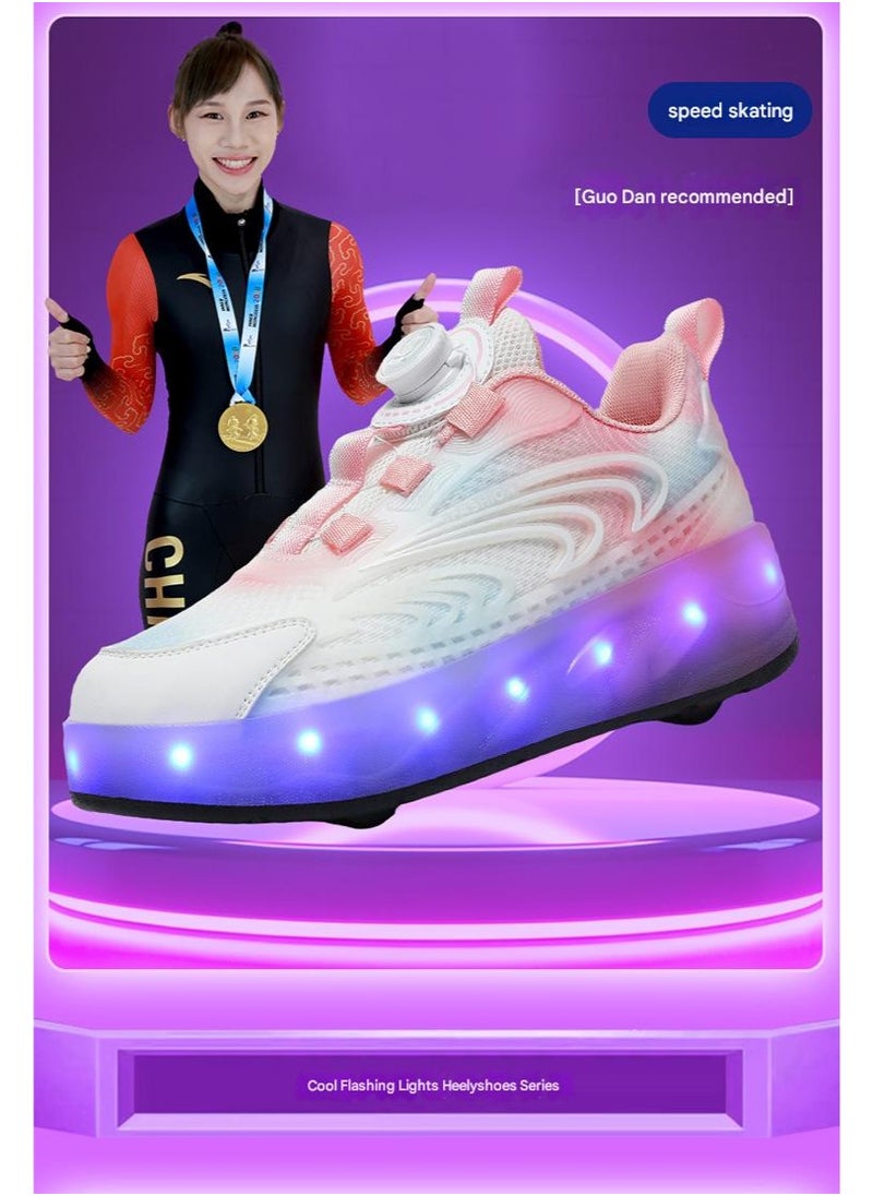 NIBEMINENT Kids Roller Skates Shoes 4 Wheels Roller Shoes Boys Girls Wheel Shoes Roller Sneakers Shoes for Beginner More Balanced  - Image 2