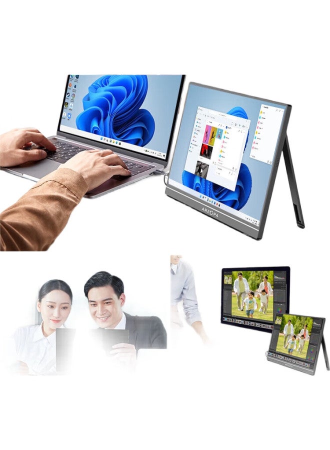 ARZOPA شاشة أرتزوبا المحمولة مقاس 14 بوصة، شاشة ثانوية للابتوب مع منفذي Type-C، عرض لجهاز Switch Ps5/4، A1 Gamut Slim - Image 1