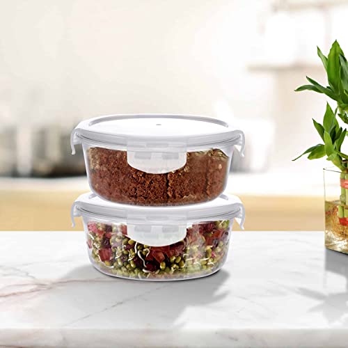 Cutting EDGE 400ml Round Borosilicate Glass Food Storage Containers with Airtight Leak-Proof Lids – Set of 2 | Microwave, Freezer & Dishwasher Safe | Transparent Lunch Boxes - Image 2