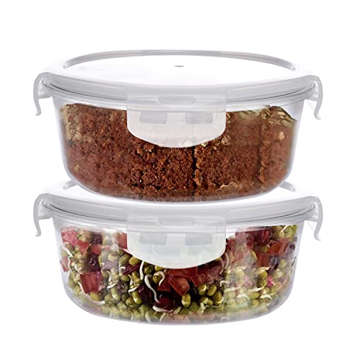 Cutting EDGE 400ml Round Borosilicate Glass Food Storage Containers with Airtight Leak-Proof Lids – Set of 2 | Microwave, Freezer & Dishwasher Safe | Transparent Lunch Boxes - Image 1