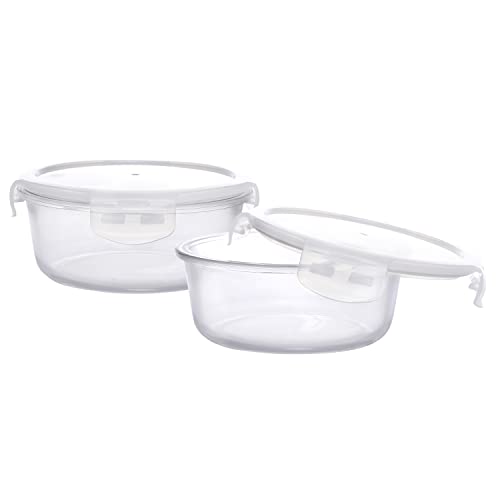 Cutting EDGE 400ml Round Borosilicate Glass Food Storage Containers with Airtight Leak-Proof Lids – Set of 2 | Microwave, Freezer & Dishwasher Safe | Transparent Lunch Boxes - Image 4
