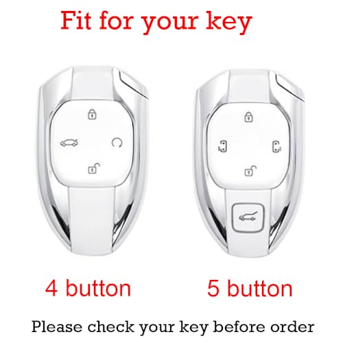 KUNIO Smart Key Holder Protector Fit for Trumpchi GAC 2021 Empow J11 J12 GS8 GM6 GM8 GS5 GA6 Zinc Alloy and PU Leather Remote Key Protector with Key Chain Christmas Gift 4 Button A Black - Image 2