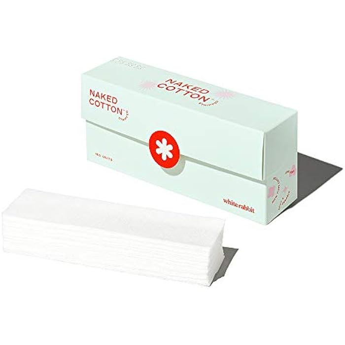 White Rabbit – Naked Cotton Stripped – 100% Unbleached Cotton Sheets for DIY Face Masks | Soak in Toner, Serum & Essence | Lint-Free, Natural & Cruelty-Free | Korean Skin Care Product (180 Count) - Image 1