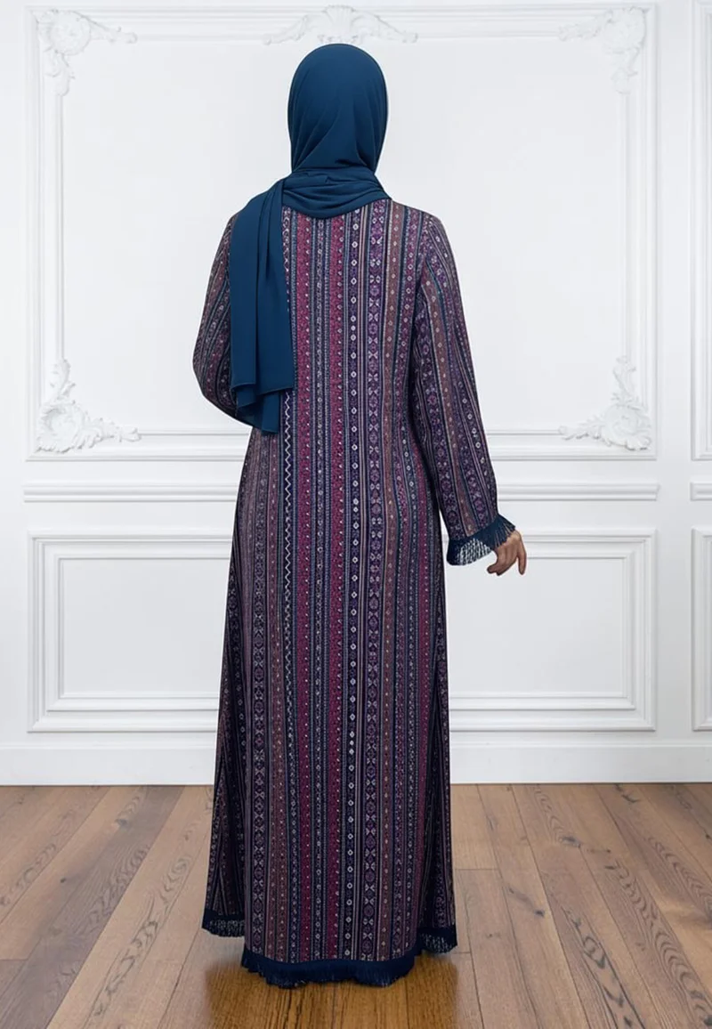 Nukhbaa  Bohemian Patterned Abaya-871 for Women | Best Price UAE