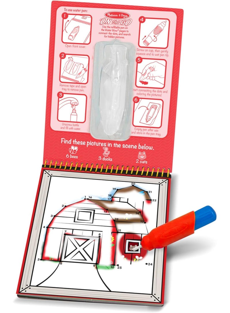 Melissa & Doug Water WOW Farm – Connect the Dots Activity Pad | 4 Reusable Pages & Refillable Water Pen | No-Mess Coloring Book - Image 3