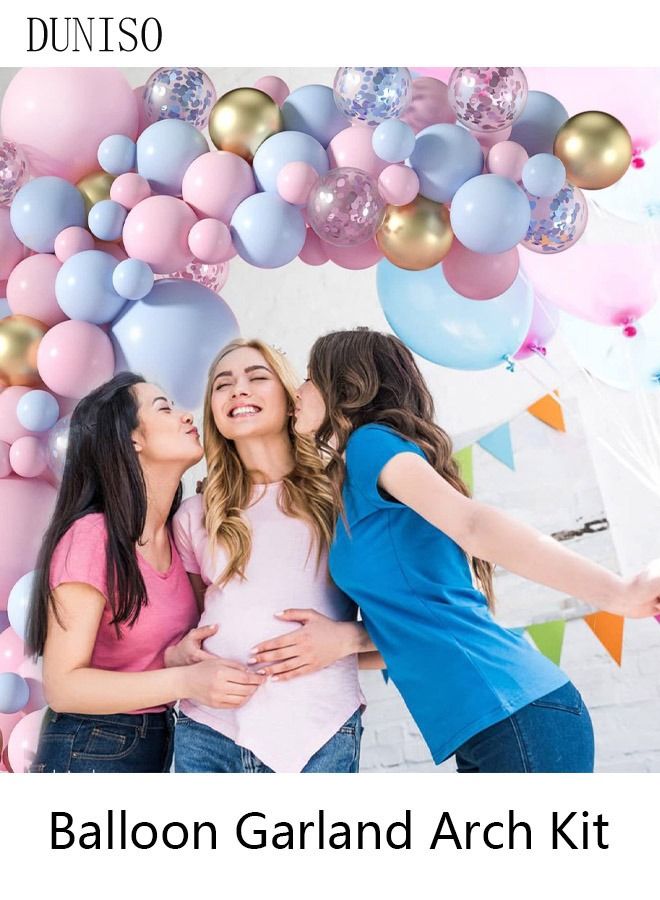 DUNISO 128PCS Balloon Garland Arch Kit Metallic Pink Blue Latex Balloons Set For Baby Wedding Birthday Party Background Decorations School Opening Ceremony - Image 4