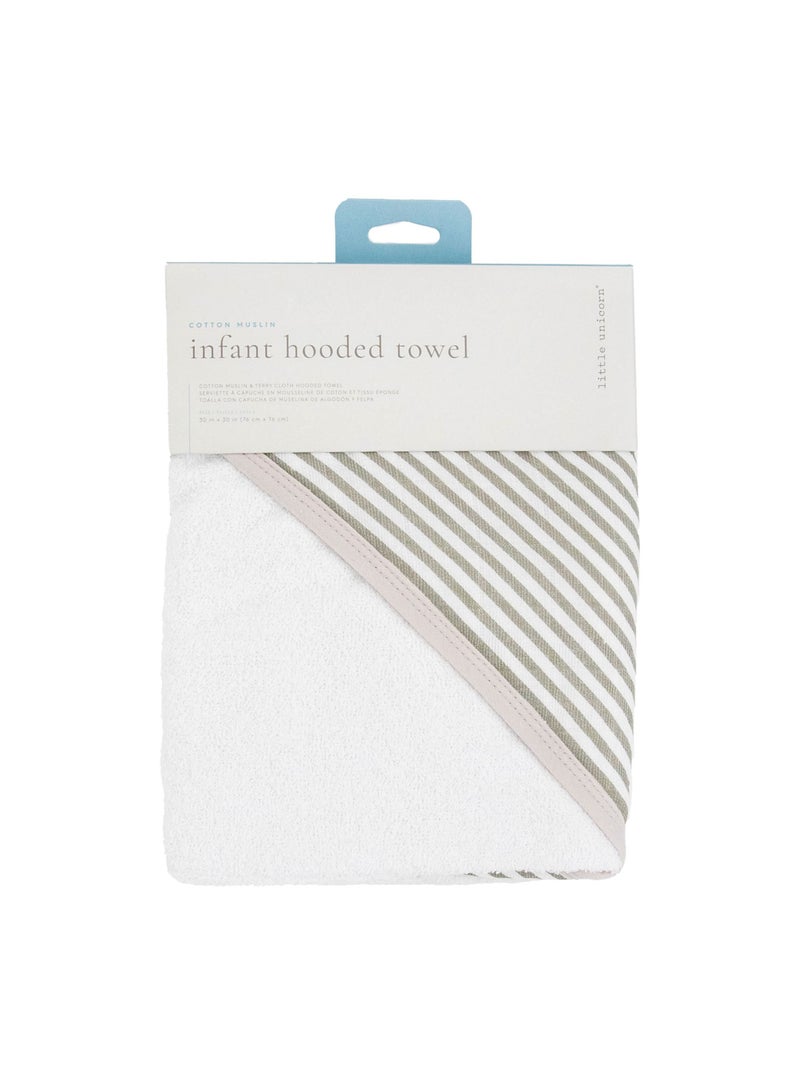 little unicorn Cotton Muslin Hooded Infant Towel Grey Stripe - Image 4