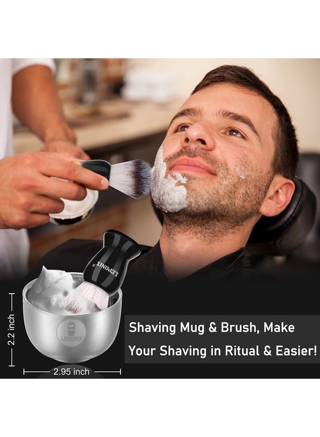 LEPONIX Shaving Kit for Men, Include Safety Razor, Sandalwood Shaving Cream, Mens aftershave, Pre Shave Oil, Shaving Brush and Bowl, Shaving Apron Bib -Unique Gifts for Men Him Stocking Stuffers - Image 4